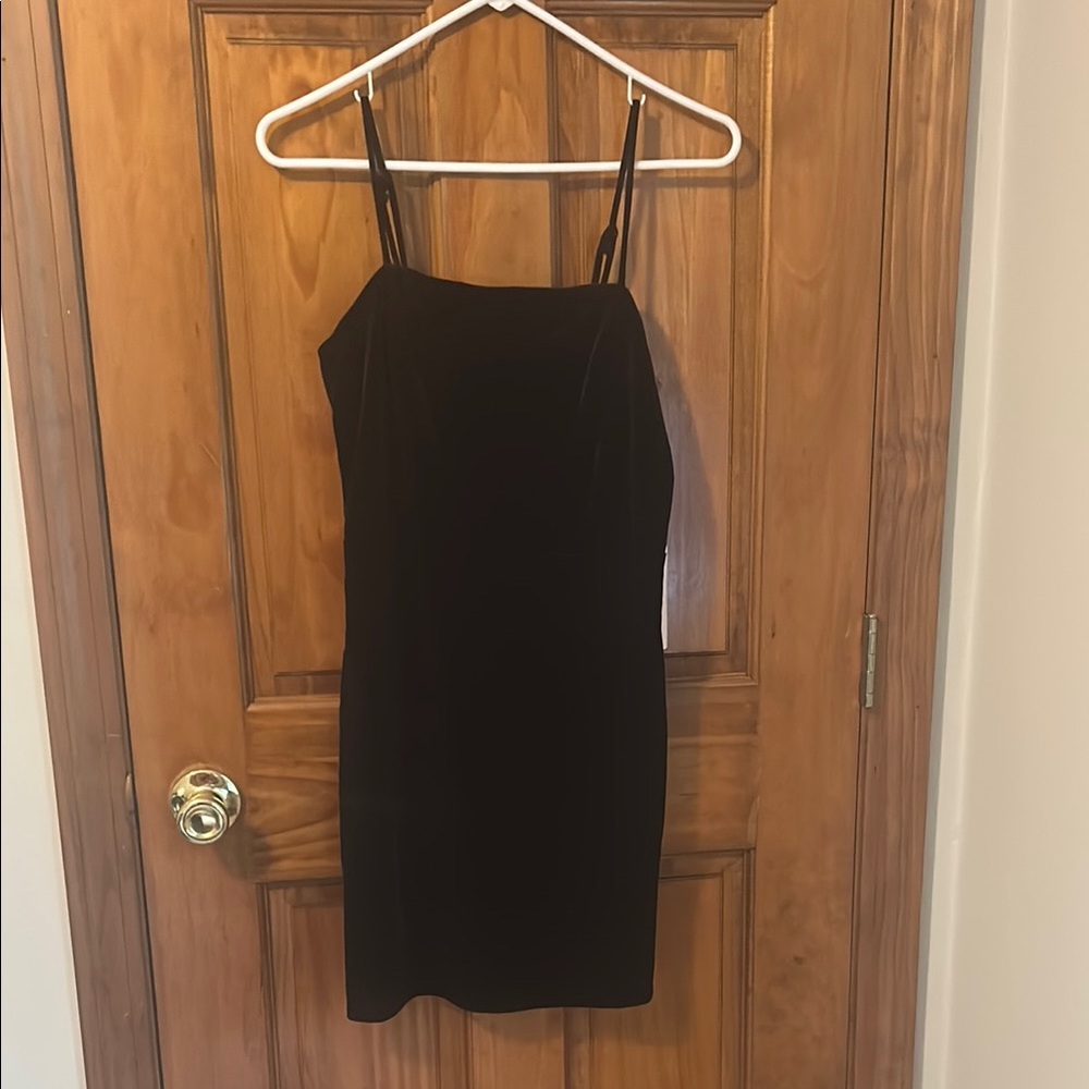 Crystal Sky Black Velvet Mini Dress